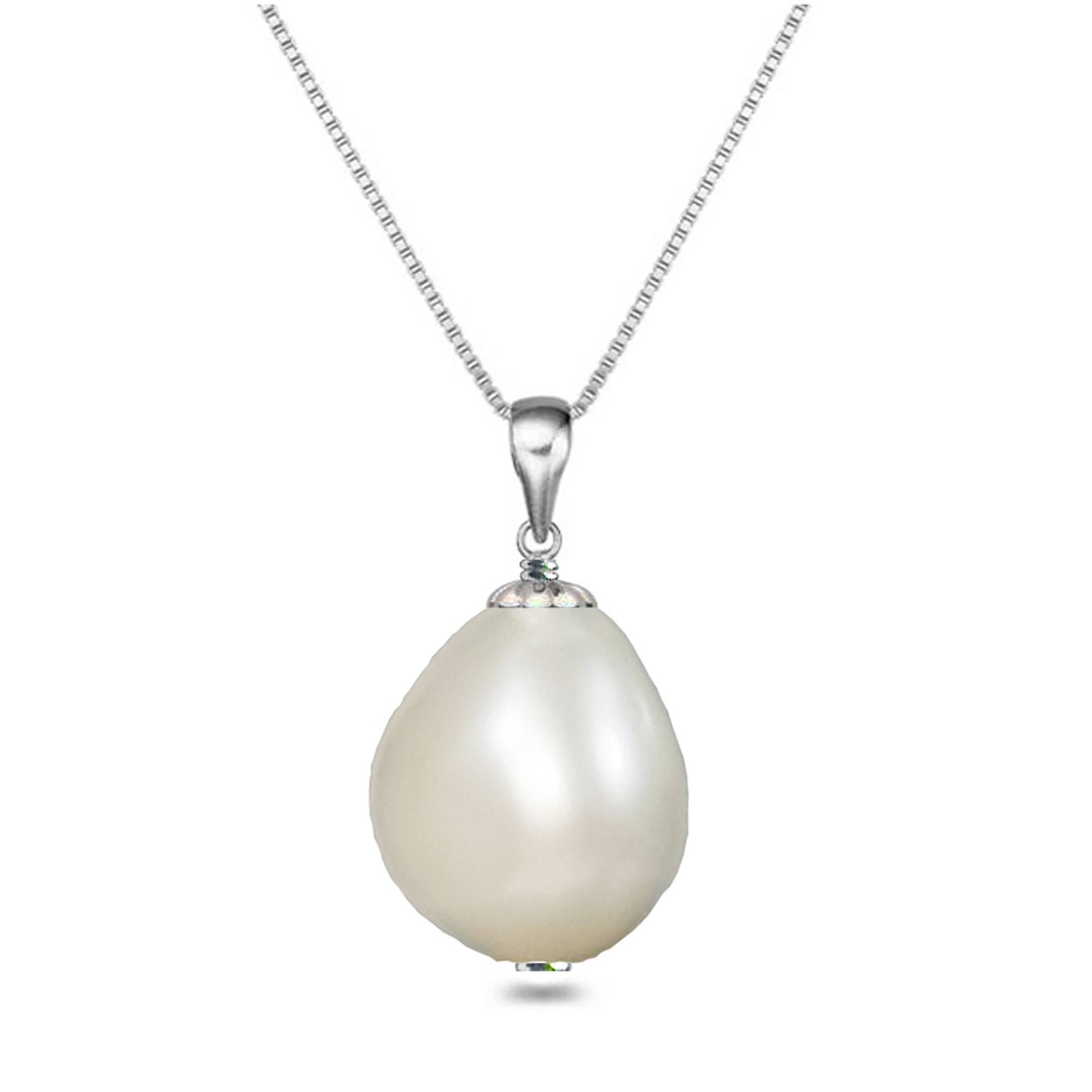 Riesige Weiße Barockperlenanhänger Mit Sterlingsilber 16 Oder 18-Zoll-Ketten Natürliche Süßwasserperle Halsketten-Anhänger Schmucksets von orienjewel