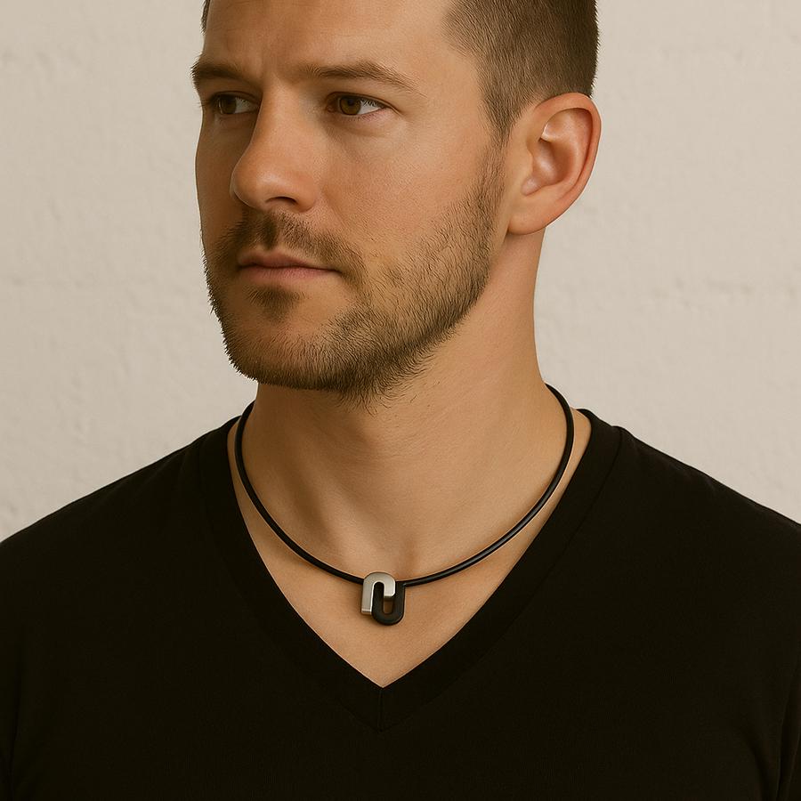 Schwarz Silikon Anhänger Halskette Für Paar Edelstahl Charme von orienjewel