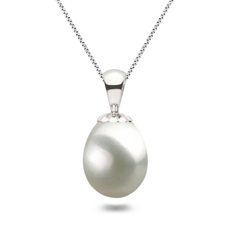 Süßwasserperle Anhänger 16 Oder 18 Zoll Sterling Silber Kette Riesige Weiße Tropfen Perle Halskette Für Frauen Tropfenform Schmuck von orienjewel