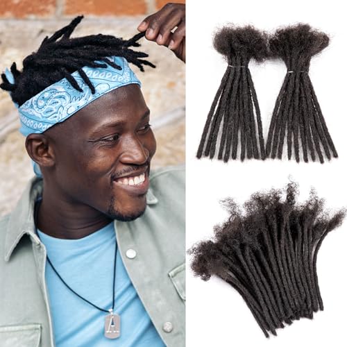 100% Echthaar Dreadlocks Extensions 4 Zoll Afro verworrenes Schwarz 10 Strähnen 0.4cm Mode Häkeln Flechten Haar für Mann/Frauen by Originea von originea