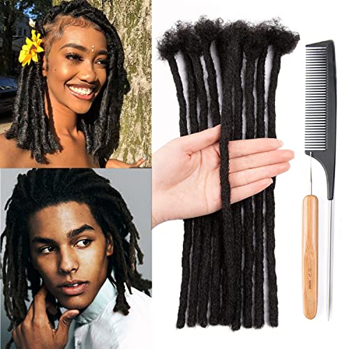 100% Echthaar Dreadlocks Extensions 6 Zoll Afro verworrenes Schwarz 20 Strähnen 0,6 cm Mode Häkeln Flechten Haar für Mann/Frauen by Originea (6 Zoll, 20 Stränge) von originea