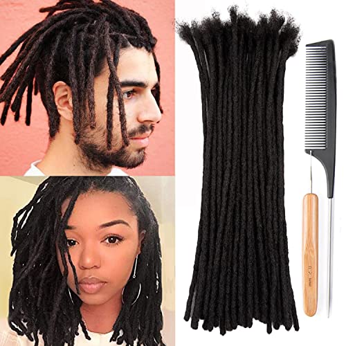 100% Echthaar Dreadlocks Extensions 8 Zoll Afro verworrenes Schwarz 10 Strähnen 0.4cm Mode Häkeln Flechten Haar für Mann/Frauen by Originea von originea