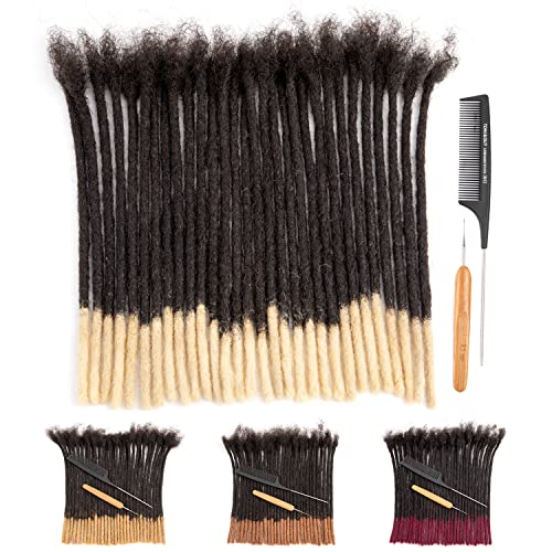 100% Echthaar Dreadlocks Extensions 8 Zoll Afro verworrenes Schwarz 30 Strähnen 0.4cm Mode Häkeln Flechten Haar für Mann/Frauen by Originea (#T1B/613) von originea