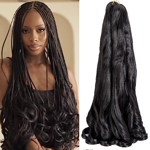 8 Packs French Curly Braiding Hair 22 Inch Pre Stretched Braiding Hair Loose Wave Spiral Curl Braids Crochet Hair with Curly Ends for Black Women by Originea (1B#) von originea