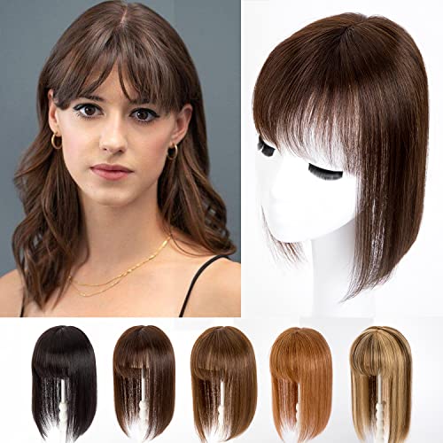 Originea Echthaar Topper Für Frauen Dünner Werdendes Haar 130% Dichte Clip in Topper Echthaar Extensions 8x10cm Handgefertigt Toupet mit Spitzenfront (30cm-36g, 2 Dunkelbraun) von originea