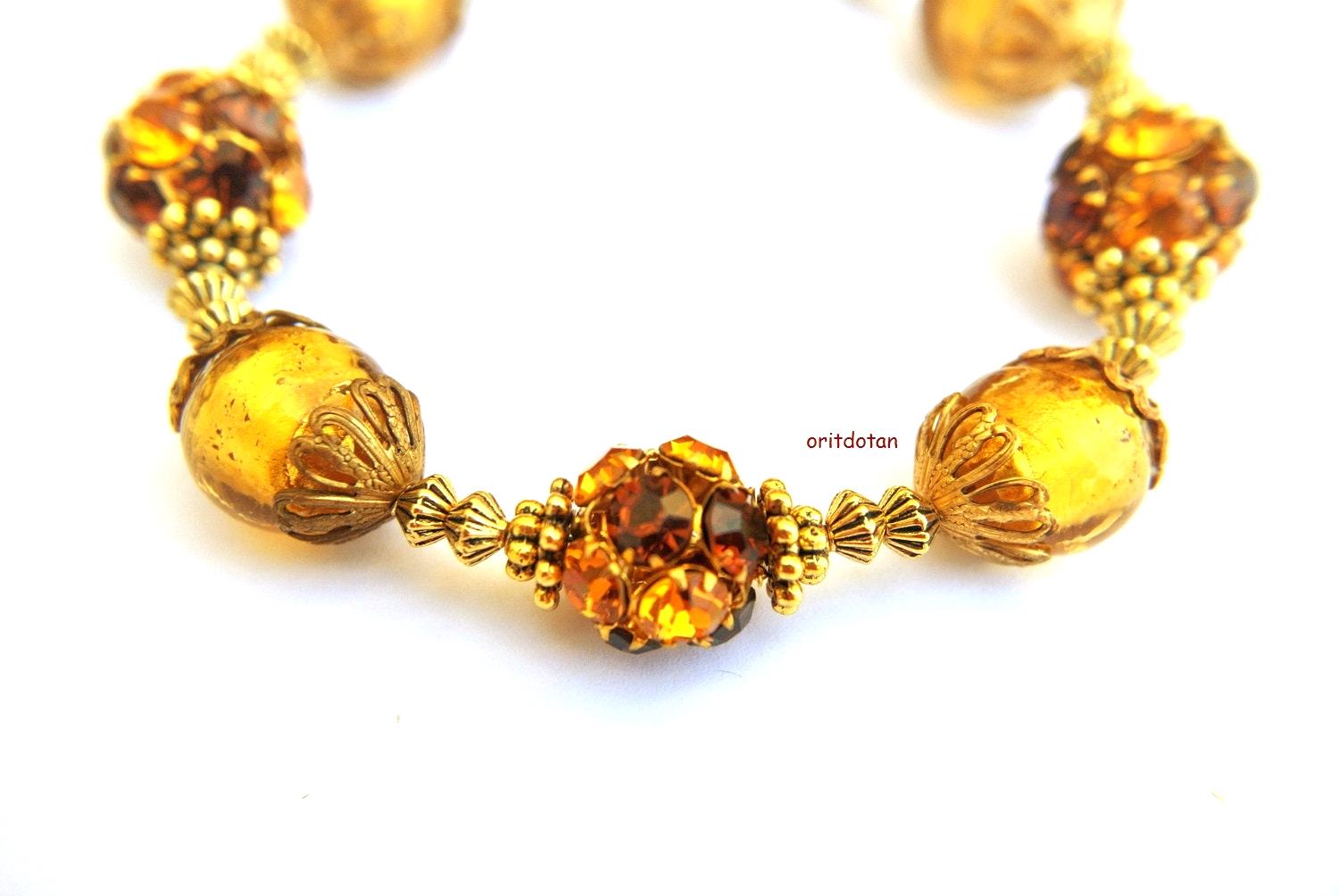 Vintage Swarovski Kristallperlenarmband Antik-stil, Knebelverschluss von oritdotan