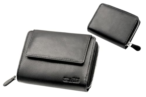 Damen Geldbörse mittelgroß kompakt Damen Portemonnaie Leder klein Damen Geldbeutel klein von orso Bruno original