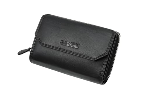 Damen Geldbörse schwarz groß Leder Geldbeutel mittelgroß Damengeldbörse viele Fächer Portemonnaie Portmonee Damen Echtleder von orso Bruno original