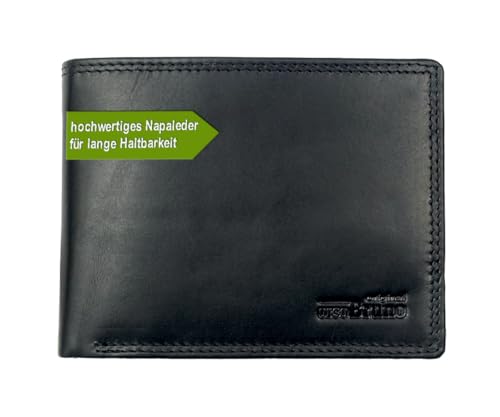 Leder Geldbörse schwarz Leder RFID Herren Portemonnaie groß Geldbeutel Männer Portmonee schwarz viele Fächer, Herrengeldbörse Echtleder Querformat von orso Bruno original