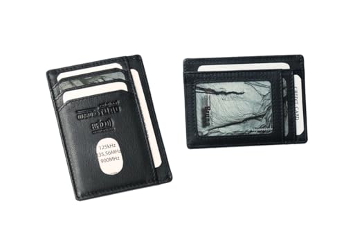 Mini Geldbörse Leder flach Herren schwarz RFID Kartenetui kleine Minigeldbörse Portemonnaie klein mit Münzfach Kreditkartenhalter Mini Geldbeutel dünn schmal Etui von orso Bruno original