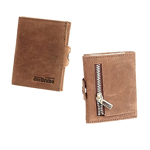 Minigeldbörse Herren braun Leder RFID Schutz, kleine Herren Mini Geldbörse, Mini-Geldbeutel Kartenetui schwarz Portemonnaie klein, Mini Portmonee Männer, Slim Wallet mit Münzfach von orso Bruno original