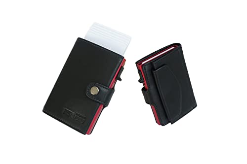 Minigeldbörse Leder Herren schwarz RFID Schutz, kleine Herren Mini Geldbörse, Mini-Geldbeutel Kartenetui schwarz Portemonnaie klein, Mini Portmonee Männer, Slim Wallet mit Münzfach von orso Bruno original