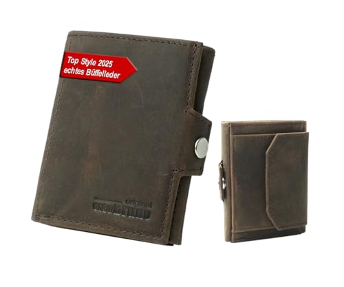 Minigeldbörse Leder Herren schwarz braun Dunkelbraun RFID Schutz, kleine Herren Geldbörse, Mini-Geldbeutel Kartenetui schwarz Portemonnaie klein, Mini Portmonee Männer, Slim Wallet mit Münzfach von orso Bruno original