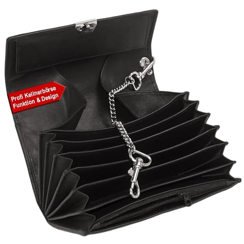 Profi Kellnerbörse Leder Kellner-Geldbeutel Kellner Geldbörse Leder schwarz Kellnerportemonnaie Taxi-Geldbörse Taxi-Portemonnaie Taxi-Geldbeutel Echtleder von orso Bruno original