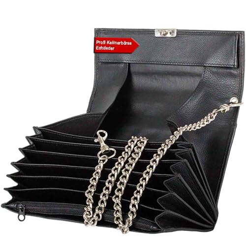 Profi Kellnerbörse echt Leder schwarz Kellnerportemonnaie Kellnergeldbeutel Kellner Geldbörse Leder Kellnergeldbörse Taxibörse von orso Bruno original