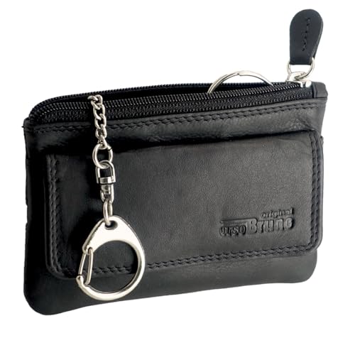 Schlüsseltasche Leder schwarz Schlüsseletui Leder Schlüsselmäppchen Damen und Herren Rindleder Büffel schwarz + Karabiner und 2 Schlüsselringe + Münzfach Schlüsseltasche Leder schwarz Schlüsseletui Leder Schlüsselmäppchen Damen und Herren Rindleder Büffel schwarz + Karabiner und 2 Schlüsselringe + Münzfach von orso Bruno original