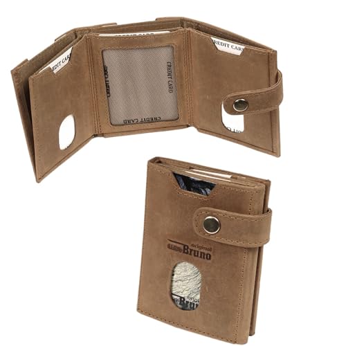 Minigeldbörse Herren braun Leder RFID Schutz, kleine Herren Mini Geldbörse, Mini-Geldbeutel Kartenetui schwarz Portemonnaie klein, Mini Portmonee Männer, Slim Wallet mit Münzfach von orso Bruno original
