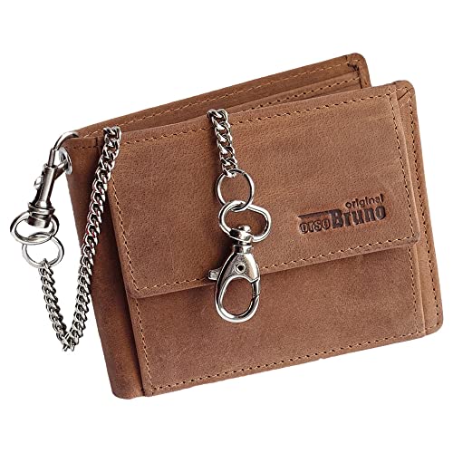 Minigeldbörse Leder mit Kette Herren Mini Geldbörse Geldbeutel Jungen Männer Geldbörse mit Kette klein Mini Kartenetui Slim Wallet von orso Bruno original