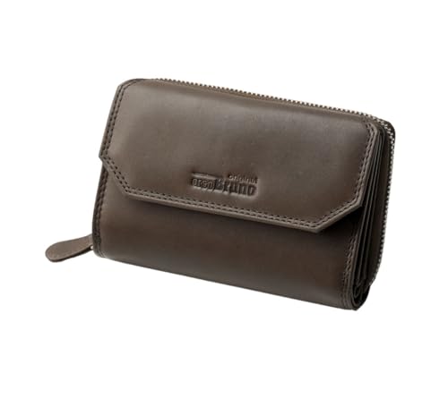 orso Bruno original Damen Geldbörse braun groß Leder Geldbeutel mittelgroß braun Damengeldbörse viele Fächer Portemonnaie Portmonee Damen Echtleder von orso Bruno original
