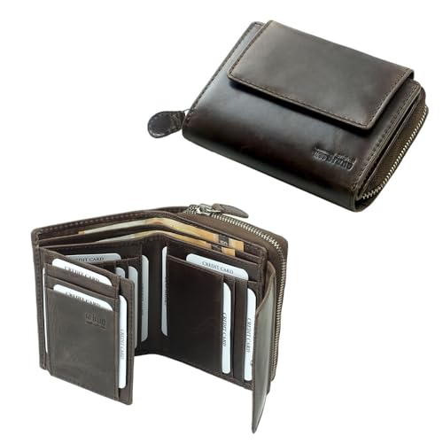 Geldbörse Damen Echt Leder Damen Portemonnaie braun Damengeldbörse mittelgroß kompakt klein Damenbörse Frauen Geldbeutel von orso Bruno original