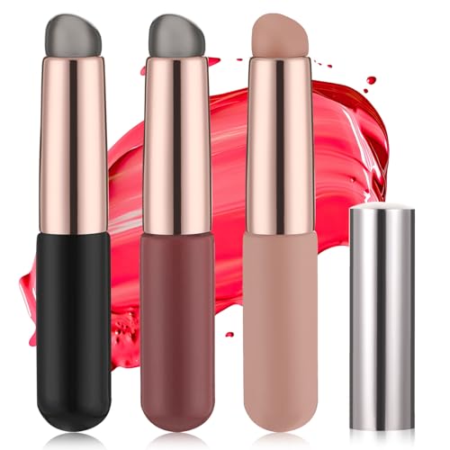Oruola 3 Stück Lippenpinsel Silikon,Lippenmaske Applikator,Mini Silikon Lipbrush,Hochelastische Lippenpinsel,Multi Make Up Pinsel mit Deckel für Lippenbalsam,Lip Gloss,Lippenstift Concealer von oruola