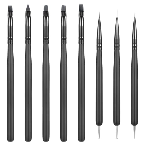Oruola 8 Stück Gel Pinsel für Nägel,Pinsel für Gelnägel,Nägel Pinselset,Nagelpinsel Liner,Schwarz Nagelpinsel für Gel,Pinsels Nageldesign,Nail Brush für Anfänger,Profis,MäDchen Frauen von oruola