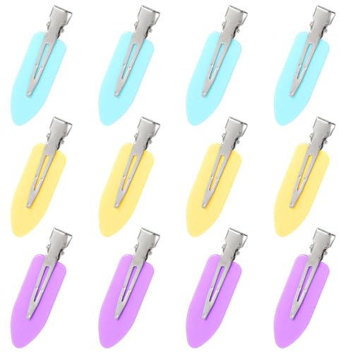 Oruola Haarklammern ohne Falten, knitterfreie Haarspangen zum Stylen, flache Haarspangen für Locken, Make-up-Zubehör für Damen und Mädchen, mehrfarbig, 12 Stück von oruola