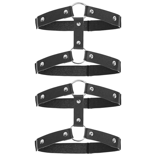 oruola 2 Stück Strumpfband,Bein Harness Frau,Garter Belt,Leder Strumpfband,Doppellagiges Gothic Oberschenkel Band Leg Accessoires,Bein Strumpfbands Damen,Karneval und Cosplay Party Zubehör von oruola