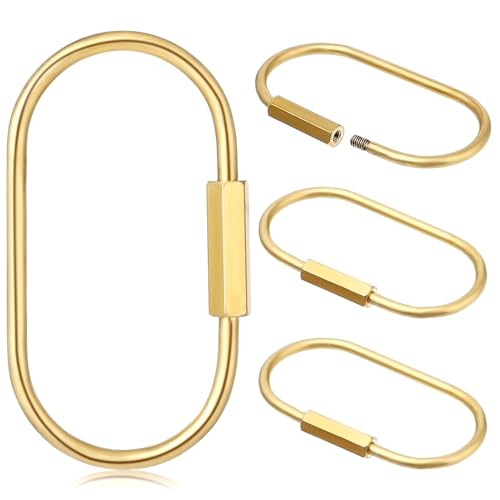 oruola 4 Stück Messing-Schlüsselanhänger,Messing Schlüsselring mit Schraubverschluss,Brass Screw Lock Key Chain Ring,Schlüsselanhänger aus Messing für Schmuckherstellung Handtaschen DIY Zubehör von oruola