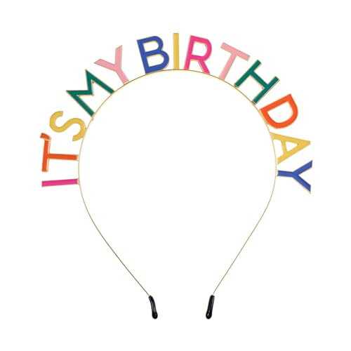 oruola Haarreif mit Aufschrift "It's My Birthday", Regenbogen-Aufschrift "It's My Birthday", buntes Metall-Stirnband für Damen, Mädchen, Kinder von oruola