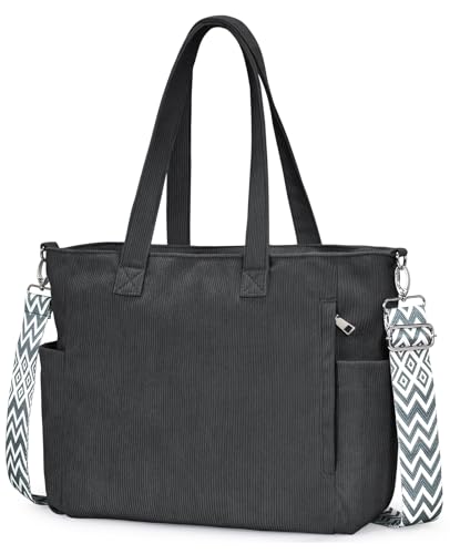 oscaurt Cord Tasche Shopper Tasche Damen Tote Bag Umhängetasche Schultertasche Damen mit Verstellbarem Schultergurt Handtasche Groß für Pendeln Einkaufen Reisen Laptop-Transport von oscaurt