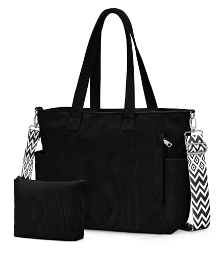 oscaurt Cord Tote Bag Shopper Tasche Damen Handtasche Damen Geschenke für Frauen Crossbody Bag Groß Schultertasche mit Kosmetiktasche Umhängetasche für Arbeit Studium Einkaufen Tägliche Reisen von oscaurt