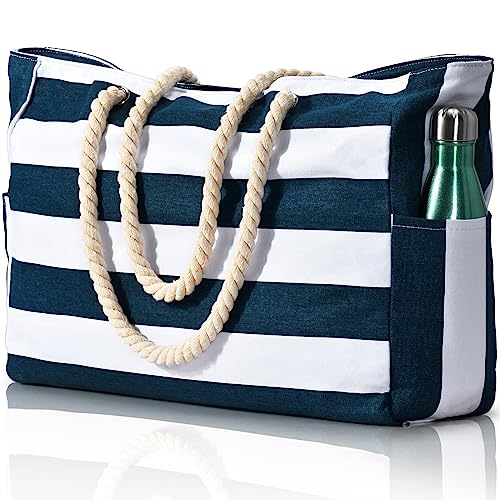 oscaurt Strandtasche Groß Tote Bag Handtasche Shopper Tasche Badetasche mit reißverschluss Mommy Bag Schultertaschen Reisetasche Kosmetiktasche für Reisen Einkaufen von oscaurt