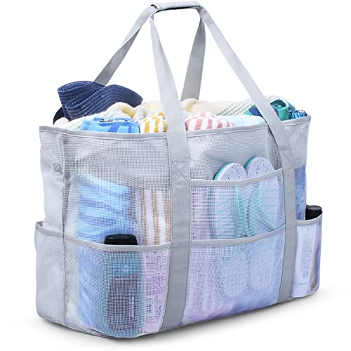 oscaurt Strandtasche, extra große Strandtaschen für Frauen, wasserdicht, sanddicht, Netz-Strandtasche, Reise-Pool-Tasche, Weiss/opulenter Garten, Large von oscaurt