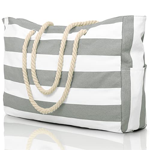 oscaurt Strandtasche, große Strandtaschen für Frauen, wasserdichte Strandtaschen mit Reißverschluss und Seilgriff, Sommer-Strandtaschen, Urlaubs-Essentials, Reisetasche, Shopping, Schulterhandtaschen von oscaurt