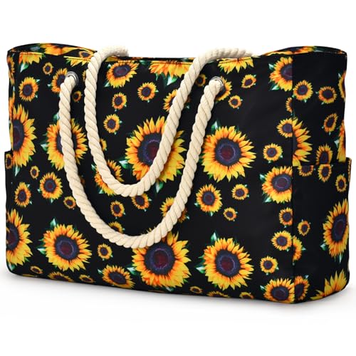 oscaurt Strandtasche Badetasche XXL Familie Shopper Tasche Damen Wasserdicht Tote Bag Beach Bag Einkaufstasche mit Reißverschluss Handtasche Damen Groß Faltbare Reisetasche von oscaurt