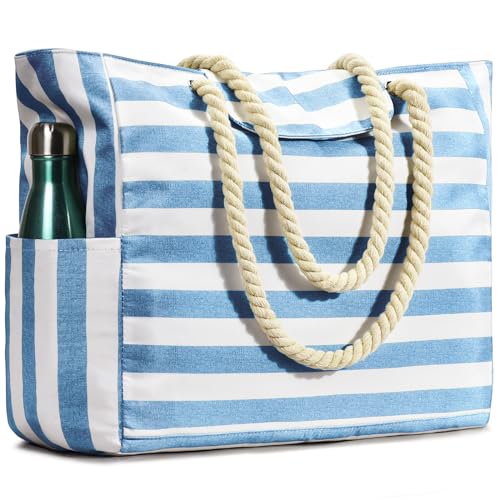 oscaurt Strandtasche Damen Groß Sporttasche Wasserdicht Badetasche mit Nasstaschee Shopping Bag Schwimmtasche Tote Bag mit Reißverschluss Saunatasche von oscaurt