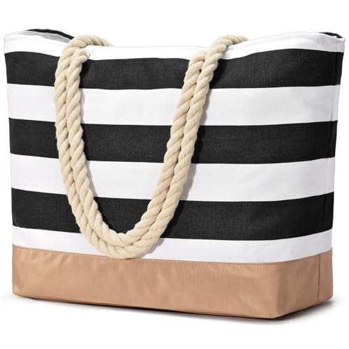 oscaurt Strandtasche Tote Bag Shopper Tasche Damen Faltbare Einkaufstasche Umhängetasche mit Reißverschluss Handtasche Damen Gross Reisetasche Geschenke für Frauen von oscaurt