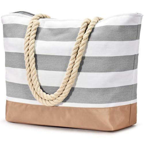 oscaurt Strandtasche Tote Bag mit Reißverschluss Große Shopper Tasche Wasserdicht Badetasche Reisetasche Damen Handtasche Umhängetasche Geschenke für Frauen (hellgrün) von oscaurt