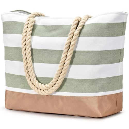 oscaurt Strandtasche Tote Bag mit Reißverschluss Große Shopper Tasche Wasserdicht Strandtasche XXL Badetasche Reisetasche Damen Umhängetasche Korbtasche Geschenke für Frauen von oscaurt