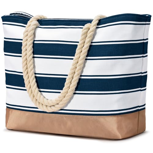 oscaurt Strandtasche Tote Bag mit Reißverschluss Shopper Tasche Damen Faltbare Einkaufstasche Umhängetasche Handtasche Damen Gross Reisetasche Geschenke für Frauen von oscaurt