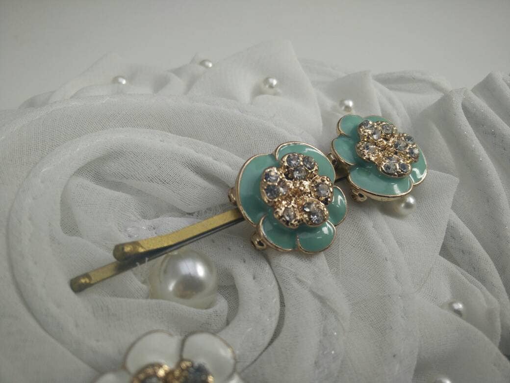 Green & Gold Haarnadeln, Haarnadeln Hochzeit, Haar Green & Gold Haarnadeln, Haarnadeln Hochzeit, Haar von oshratDesignz