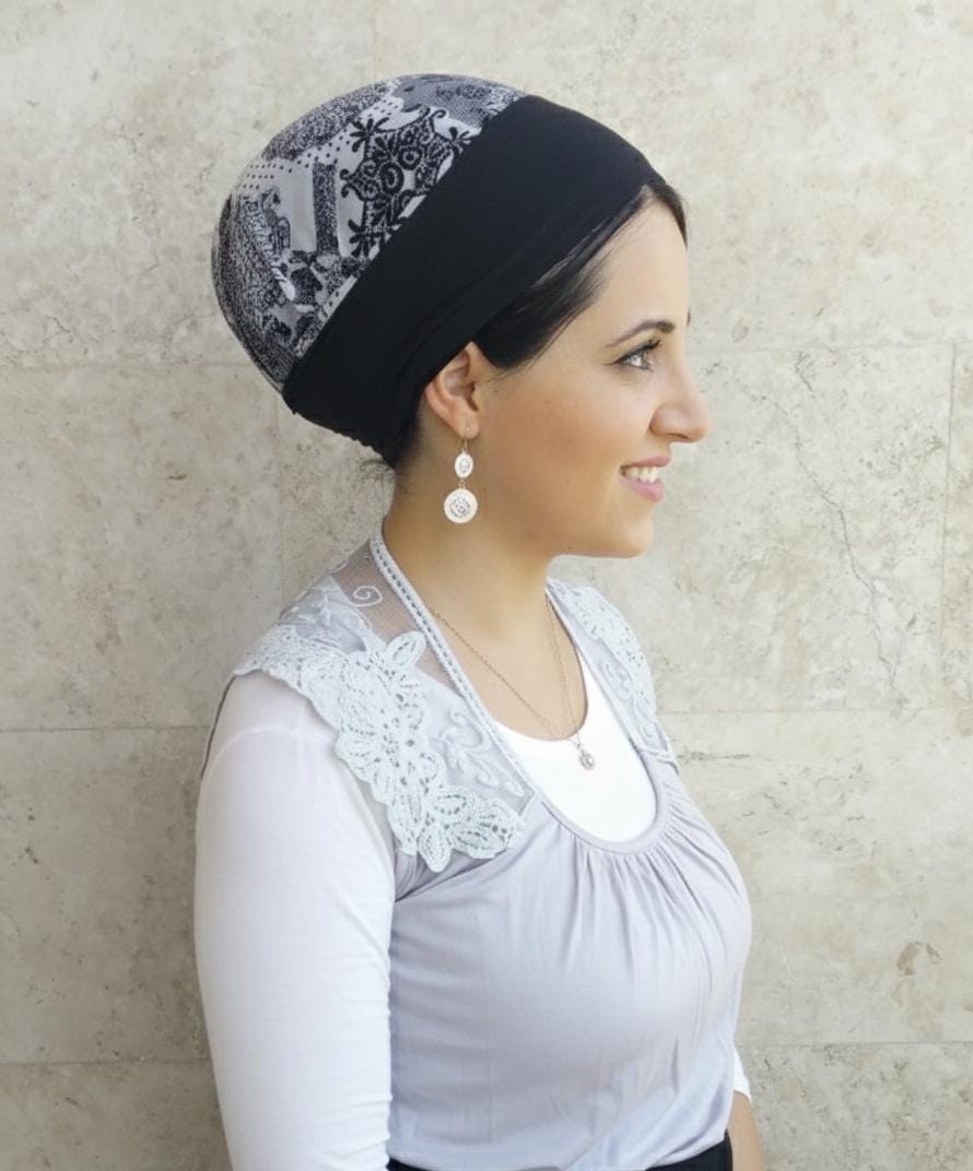 Pre-Gebundener Snood-Kopf-Abdeckung | Lycra Israel Tichel Bescheidene Haarbedeckung Sinar Style Von Oshratdesignz von oshratDesignz