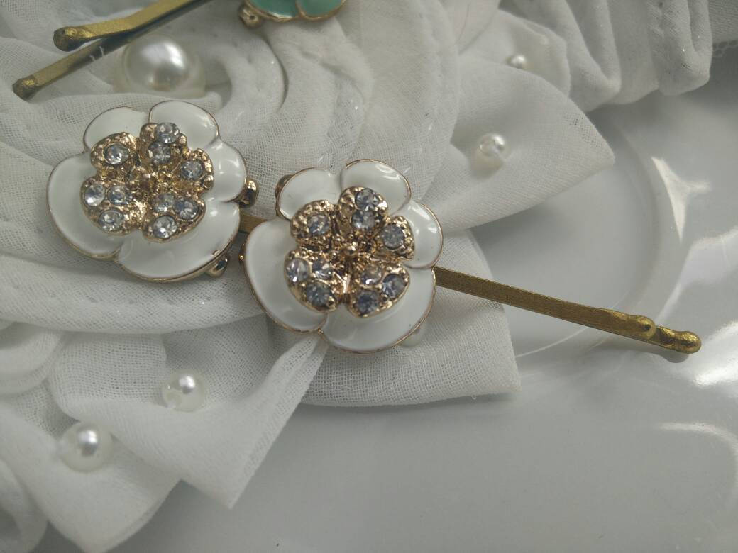 Weiß & Gold Haarnadeln, Haarnadeln Hochzeit, Haar Weiß & Gold Haarnadeln, Haarnadeln Hochzeit, Haar von oshratDesignz