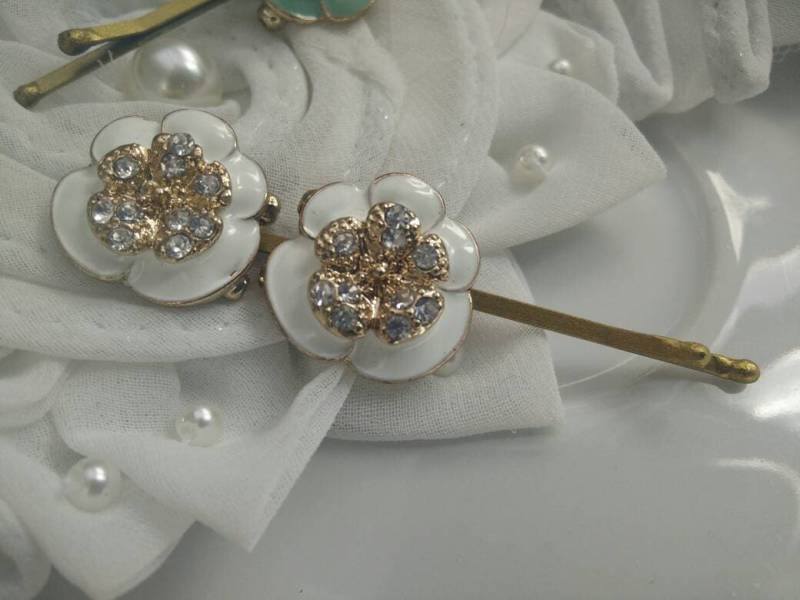 Weiß & Gold Haarnadeln, Haarnadeln Hochzeit, Haar Weiß & Gold Haarnadeln, Haarnadeln Hochzeit, Haar von oshratDesignz