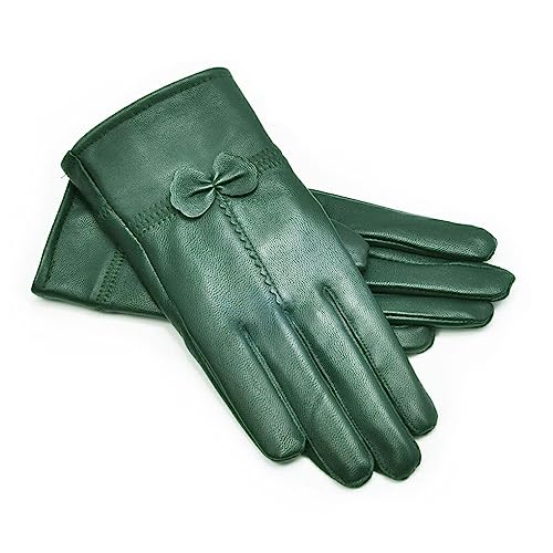 osiuujkw 1 Paar Damen Handschuhe Lederhandschuh Handwärmer Handschuh Kleidung Dekoration, Dunkelgrün von osiuujkw