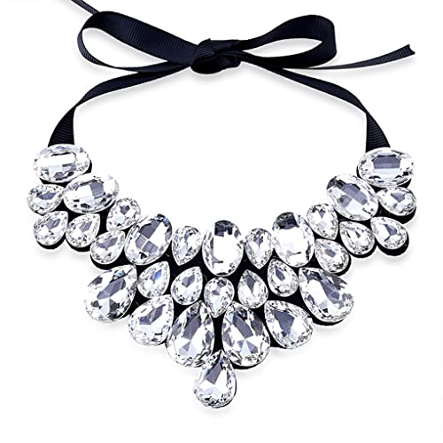 osiuujkw Damen Halskette Halsreifen Anhänger Mädchen Halsband Halsschmuck Party Bankett Kleid Zubehör Lätzchen Halsketten Modedekor, Weiß von osiuujkw