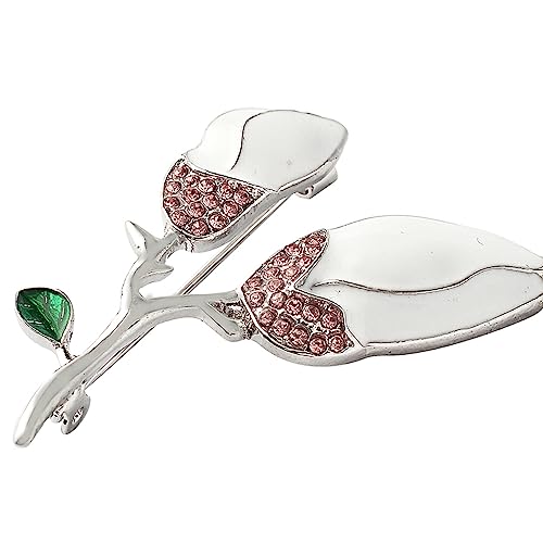 osiuujkw Elegante Broschen Magnolie mit Strass Emaille Pins Glänzende High-End-Brosche Legierung Kleidung Abendkleid Damen Accessoires von osiuujkw