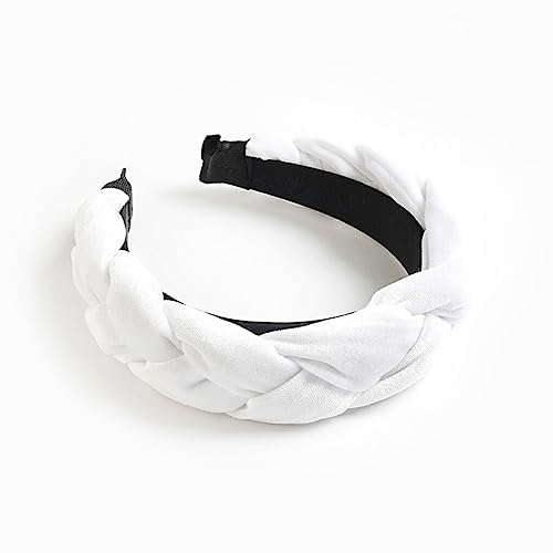 osiuujkw Geflochtenes Velours Stirnband, breit, Luxus, Frauen, Mädchen, Haarband, solide, Winter Kopfbedeckung, Kopfband, Sport, Hochzeit, Bankett, Weiss von osiuujkw