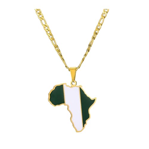 osiuujkw Leichter Afrika Karten Anhänger, minimalistischer, vielseitiger Stil, Geschenk, leichte und bequeme Halsketten aus Edelstahl, Nigeria von osiuujkw